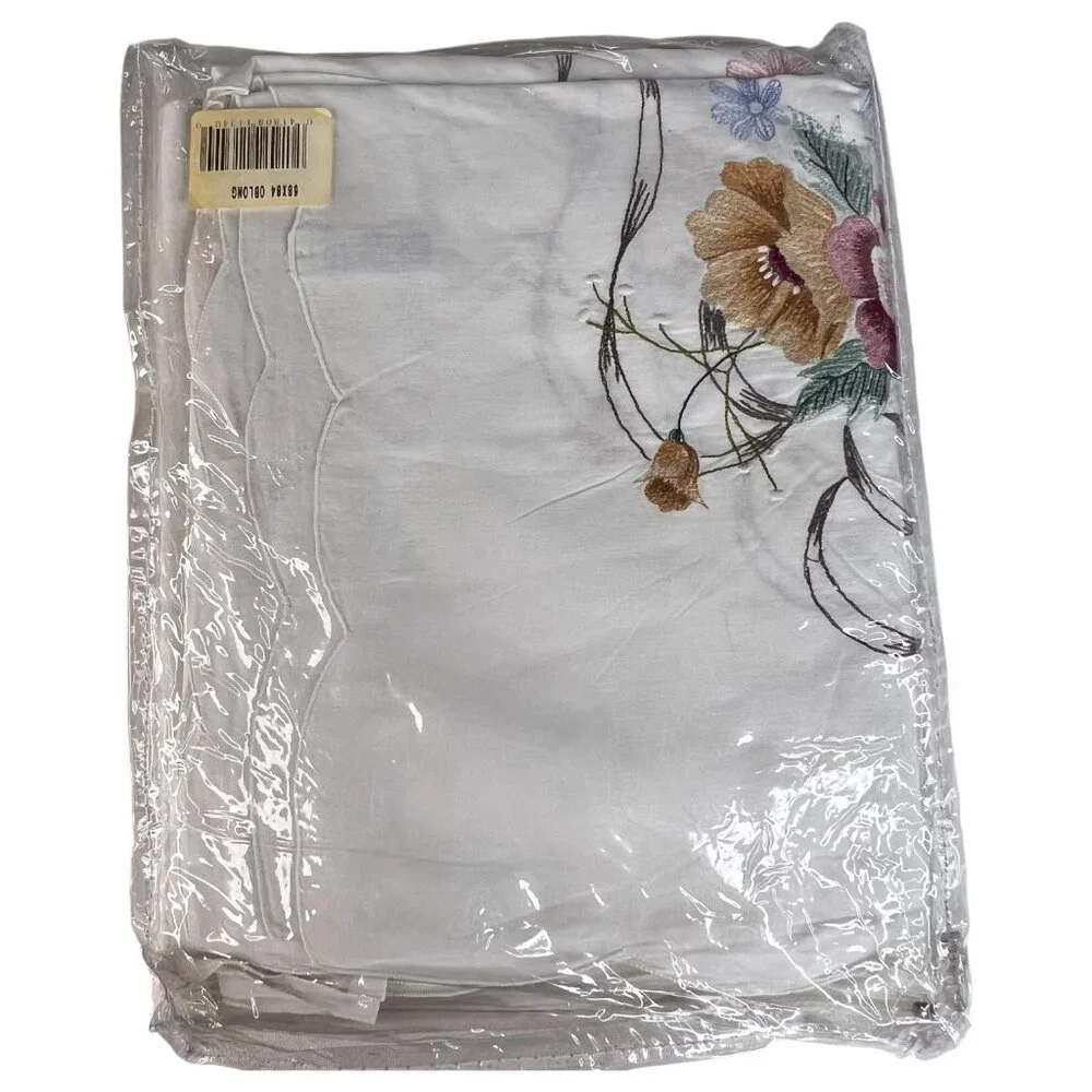 New Floral‎ Sonata Embroidered Tablecloth Oval Oblong 68”x84